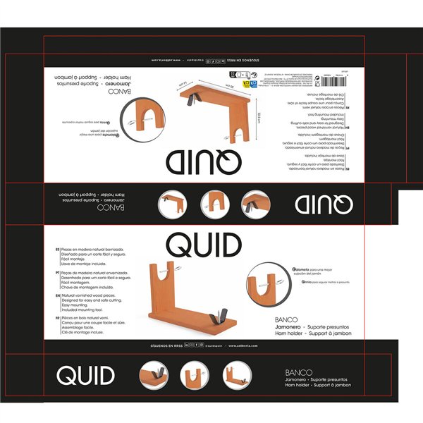 Wooden Ham Stand Quid Banco Wood wood and metal (35 x 14 x 22,5 cm)