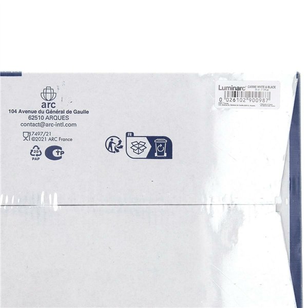 Set of Mugs with Saucers Luminarc Carine N&b White Black Glass 220 ml (12 Pieces)