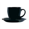 Set of Mugs with Saucers Luminarc Carine Black Glass 22 cm (12 Pieces)