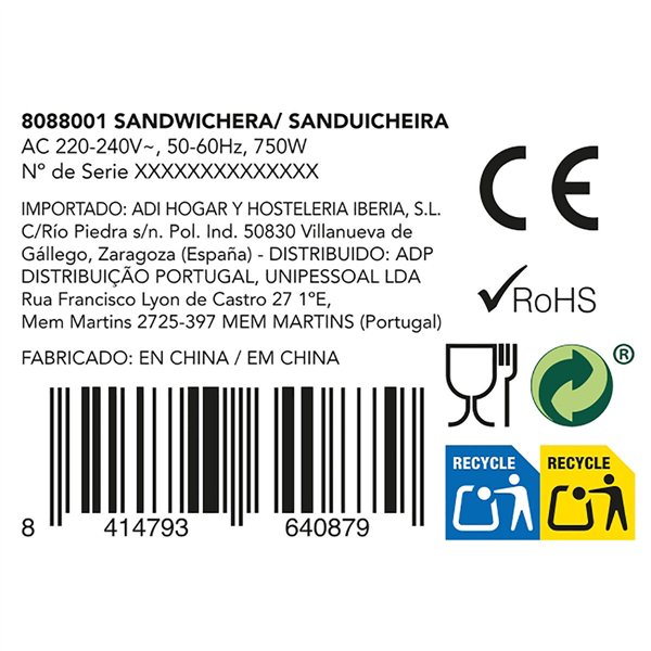 Sandwich Maker Dcook Gallery White 750 W 750 W