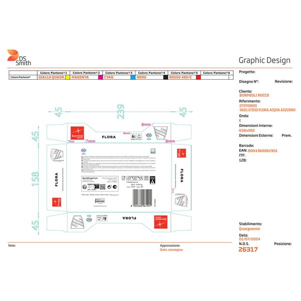 Set of glasses Bormioli Rocco Flora Blue Glass 260 ml