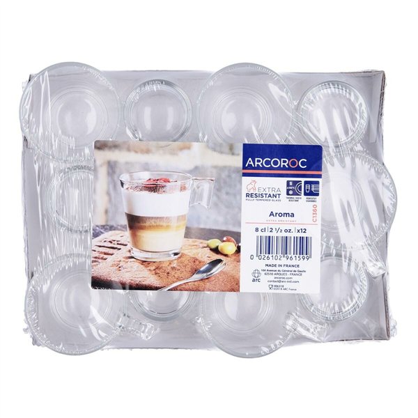 Piece Coffee Cup Set Arcoroc Voluto Glass 90 ml 6 Pieces