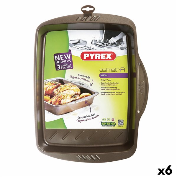 Rectangular Mould Pyrex Asimetria Black Metal 35 x 27 cm Rectangular (6 Units)