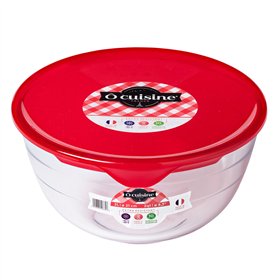 Round Lunch Box with Lid Ô Cuisine Prep&store Ocu Red 1 L 17 x 17 x 9 cm Glass (3 Units)