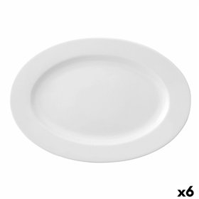Flat plate Ariane Prime Oval Ceramic White (32 x 25 cm) (6 Units)
