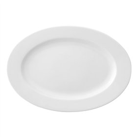 Flat plate Ariane Prime Oval Ceramic White (38 x 25 cm) (6 Units)