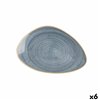 Flat Plate Ariane Terra Triangular Blue Ceramic Ø 29 cm (6 Units)