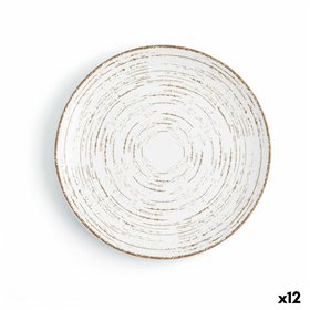 Flat Plate Ariane Tornado White Bicoloured Ceramic Ø 21 cm (12 Units)