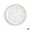 Flat Plate Ariane Tornado White Bicoloured Ceramic Ø 21 cm (12 Units)
