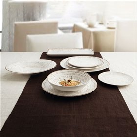 Flat Plate Ariane Tornado White Bicoloured Ceramic Ø 21 cm (12 Units)