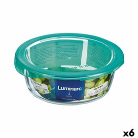 Round Lunch Box with Lid Luminarc Keep'n Lagon 920 ml 15,6 x 6,6 cm Turquoise Glass (6 Units)
