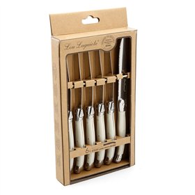 Meat Knife Set Lou Laguiole Rustic White Metal 13 cm Meats (6 Units)
