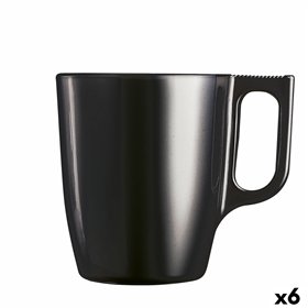 Mug Luminarc Flashy Black 250 ml Glass (6 Units)