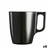 Mug Luminarc Flashy Black 250 ml Glass (6 Units)