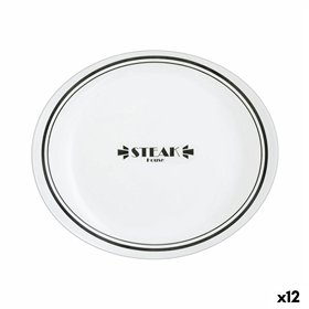 Flat Plate Luminarc Friends Time Bistr White/Black Glass Ø 30 cm Meat (12 Units)