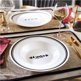 Pasta Dish Luminarc Friends Time Bistro White/Black Glass 28,5 cm (12 Units)