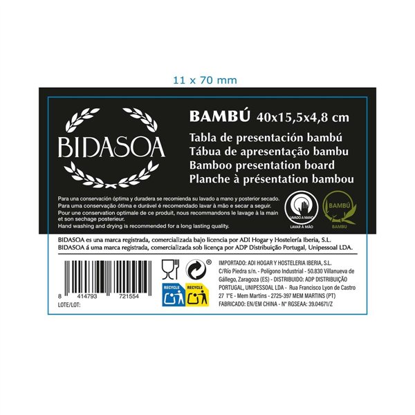 Välipalatarjotin Bidasoa Bambu Ruskea Puu 40 x 15,5 x 4,8 cm