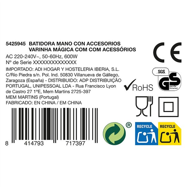 Hand-held Blender Dcook Gallery White 600 W