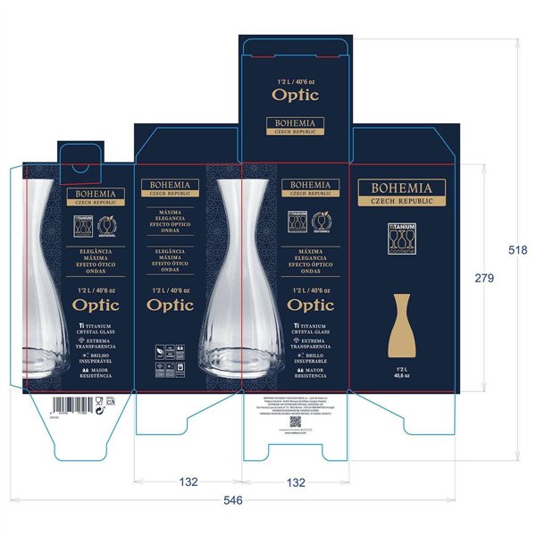 Wine Decanter Bohemia Crystal Optic Transparent Glass 1,2 L