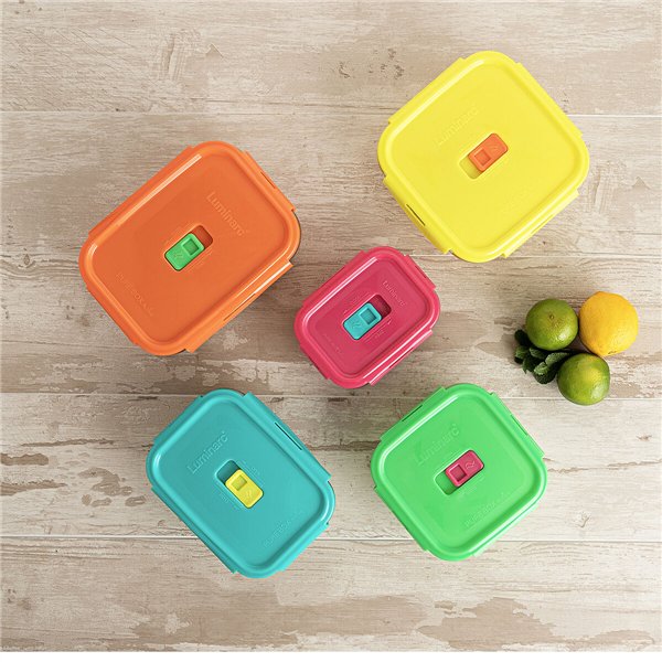 Hermetic Lunch Box Luminarc Pure Box Holy Yellow Glass Squared 1,22 L (6 Units)