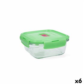 Hermetic Lunch Box Luminarc Pure Box Holy Green Glass Squared 760 ml (6 Units)