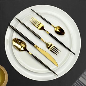 Teaspoons Amefa Soprano Black Golden Metal Coffee 12 Units