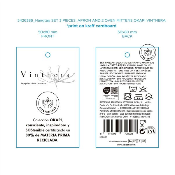 Kitchen Set Vinthera Okapi Bicoloured Textile 3 Pieces