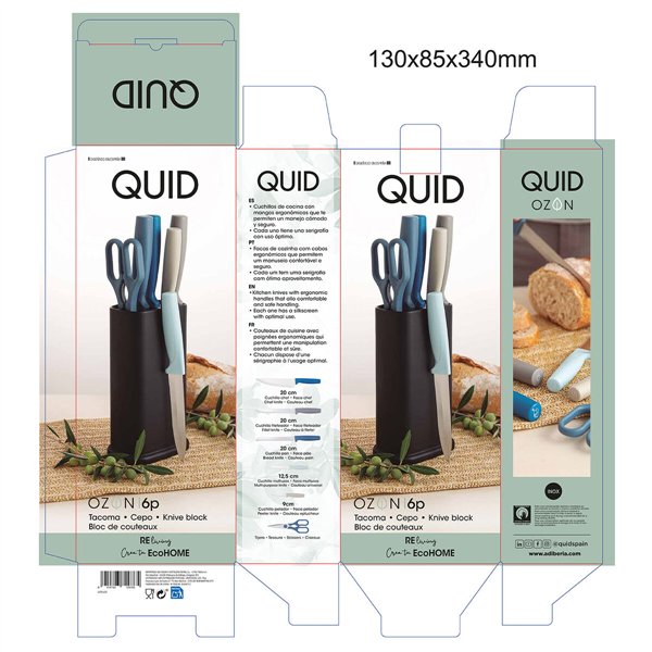 Set of Kitchen Knives and Stand Quid Ozon 21 x 13 x 8 cm 7 Pieces