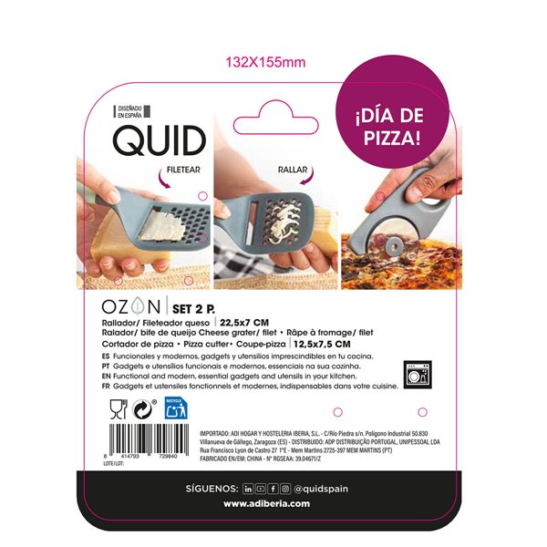 Pizza Cutter Quid Ozon Green Metal 2 Pieces