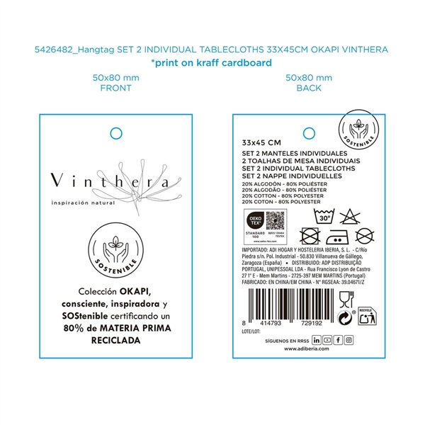 Trivet set Vinthera Okapi Bicoloured Textile 33 x 45 cm 2 Pieces