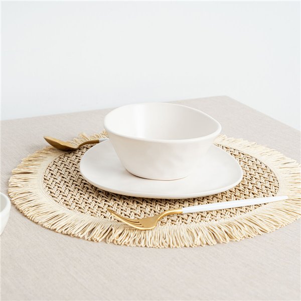 Table Mat Vinthera Okapi Bicoloured Textile Ø 38 cm (12 Units)