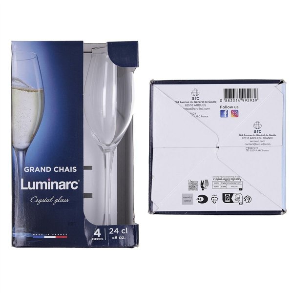 Set of cups Luminarc Grand Chais Transparent Glass 240 ml (4 Units)