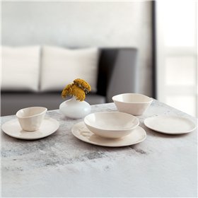 Flat Plate Bidasoa Cosmos White Ceramic 23 cm (6 Units)