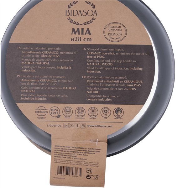 Pan Bidasoa Mia Grey Metal Ø 28 cm (6 Units)