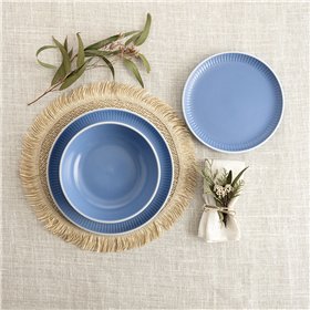 Flat Plate Bidasoa Moana Blue Ceramic Ø 26 cm (12 Units)