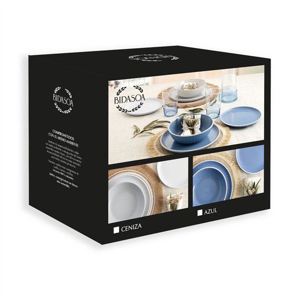 Tableware Bidasoa Moana Blue Ceramic 12 Pieces
