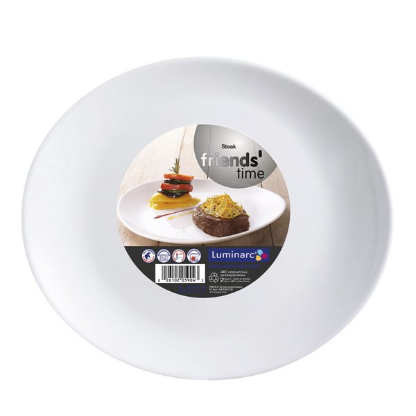 Flat Plate Luminarc Friends Time White Glass 30 x 26 cm (12 Units)