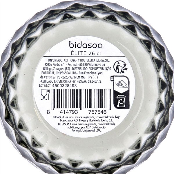 Glass for water Bidasoa Elite Grey Glass 260 ml (6 Units)