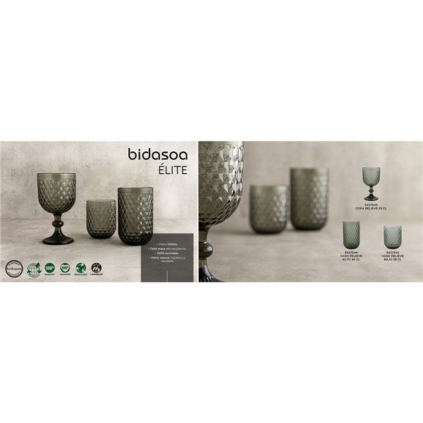 Glass for water Bidasoa Elite Grey Glass 400 ml (6 Units)