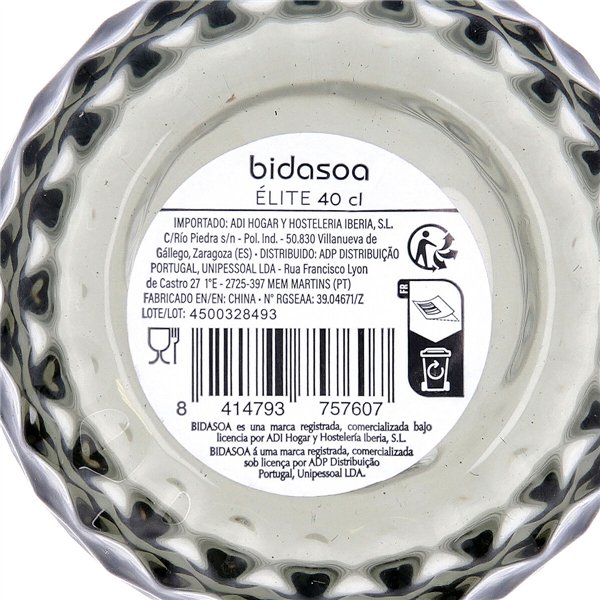 Glass for water Bidasoa Elite Grey Glass 400 ml (6 Units)