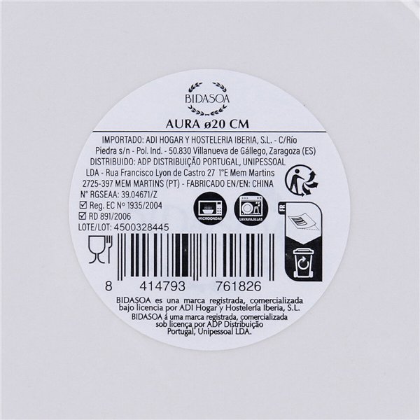Deep Plate Bidasoa Aura White Ceramic Ø 20 cm (12 Units)