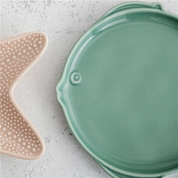 Flat Plate Bidasoa Aura Stela Green Ceramic Fish 19 x 18 x 2 cm (6 Units)