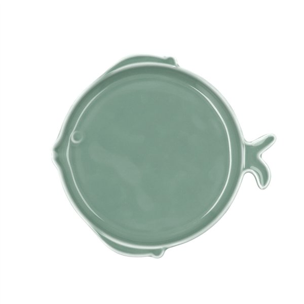 Flat Plate Bidasoa Aura Stela Green Ceramic Fish 19 x 18 x 2 cm (6 Units)