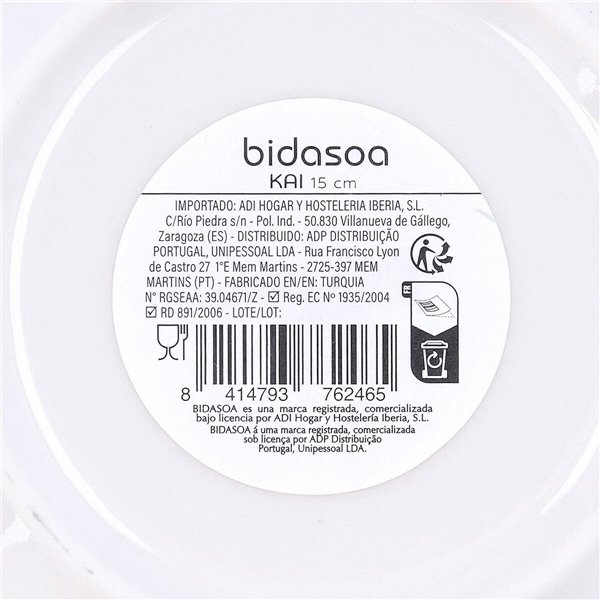 Plate Bidasoa Kai Hydrozero White Ceramic Ø 15 cm Bread (6 Units)