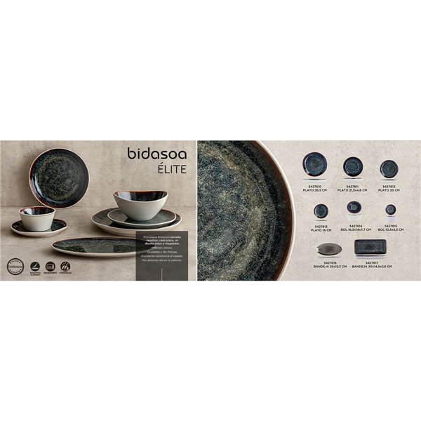 Flat Plate Bidasoa Elite Brown Ceramic Ø 26,5 cm (6 Units)