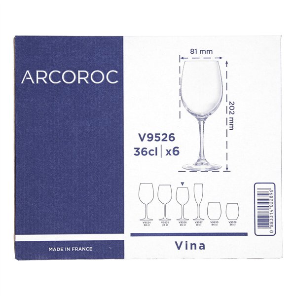 Wine glass Arcoroc Vina Transparent Glass 360 ml (6 Units)