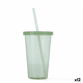 Cup with Straw Quid Quidate Green Plastic 475 ml (12 Units)