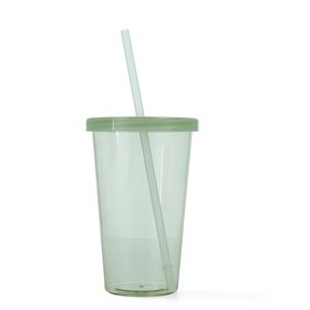 Cup with Straw Quid Quidate Green Plastic 475 ml (12 Units)