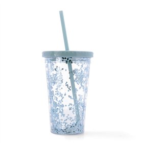 Cup with Straw Quid Quidate Blue Plastic 425 ml (12 Units)