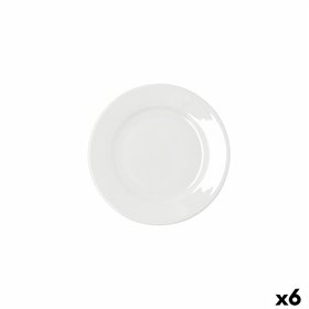 Flat Plate Bidasoa Serenity Hydrozero White Ceramic Ø 17 cm (6 Units)